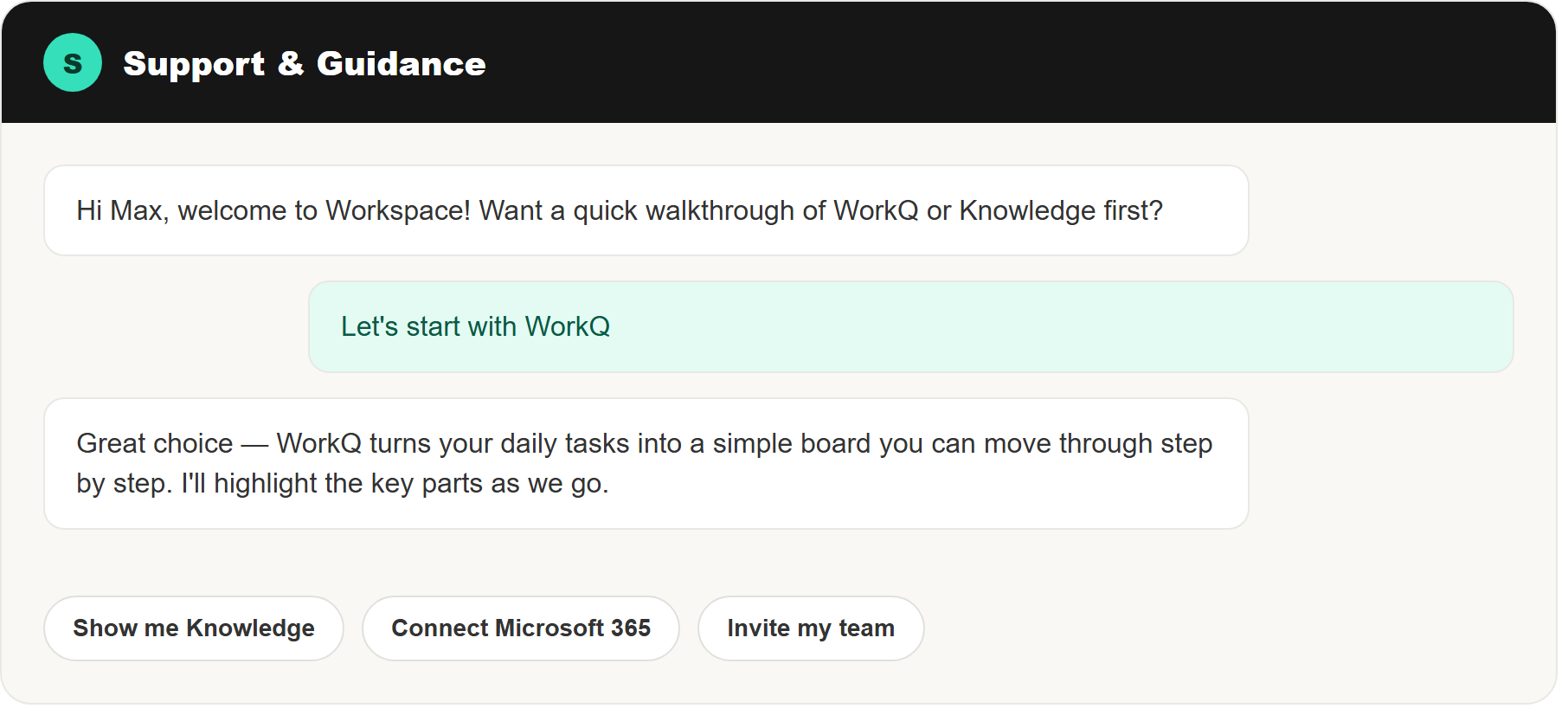 In-app support and guidance in mySMB.com Workspace